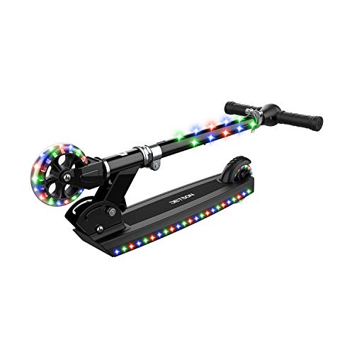 Jetson Scooters - Jupiter Kick Scooter (Black) - Collapsible Portable Kids Push Scooter - Lightweight Folding Design With High Visibility Rgb Light Up Leds On Stem, Wheels, And Deck