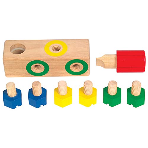 Guidecraft Screw Block - Kids Multi-Color Matching Game, Classic Wooden Toddler Memory And Sensory Skills Development Toy