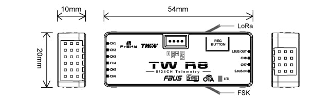 FrSky TW R8 Dual 2.4G Receiver with 8CH Ports
