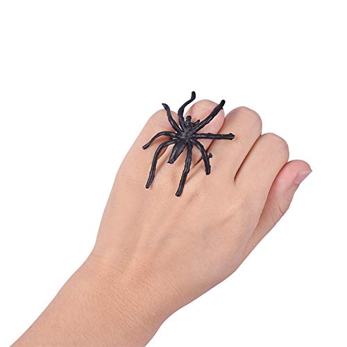Max Fun 300pcs Halloween Spider Rings for Kids Party Favors 1.96 Plastic Spider Rings Bulk for Kids Costume Accessories Party De