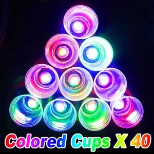LLKMDSS 40 Pcs Glowing Party Cups,Pack with Flashing color Bright Glow-In-The-Dark Colors for House Parties Birthdays Concerts W