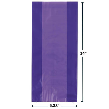 Purple Large Cellophane Bags (27cm x 12cm) 30 Count - Vibrant and Durable Packaging for Gifts and Treats