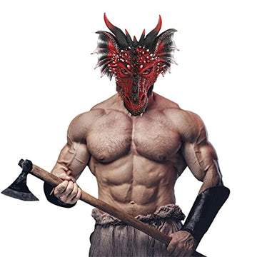 Himine Cosplay Mask Dragon's Head Mask for Festival Party Halloween (Red+Black)
