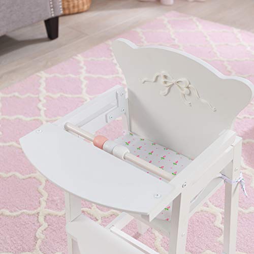 Kidkraft Tiffany Bow Scalloped-Edge Wooden Lil Doll High Chair With Seat Pad - White, Gift For Ages 3+