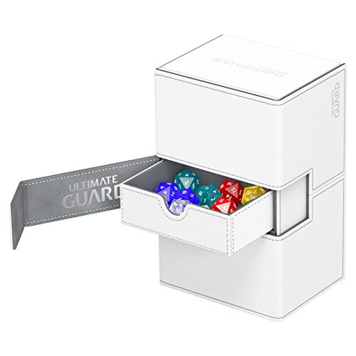 Ultimate Guard Flip 'N' Tray 160+, Deck Case For 160 Double-Sleeved Tcg Cards +Dice Tray, White/Grey, Independent Magnetic Closure & Microfiber Lining