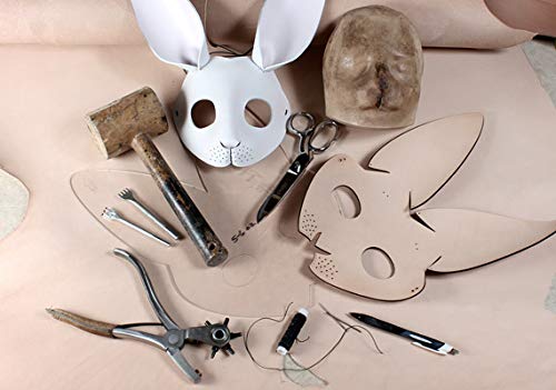 HMILY Handmade bear rabbit mask role playing steampunk Halloween costume props (Rabbit- white)