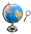 Geokraft Political Educational 8 Inch Rotating World Globe With Nickel Plated Metal Base,Blue,Pack Of 1 Set