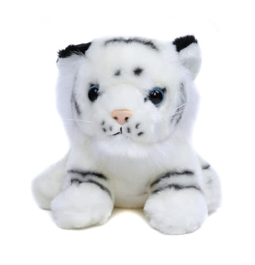 Plushland White Tiger Sitting 8 Stuffed Toys Plush Super Soft Winter Holiday (White)