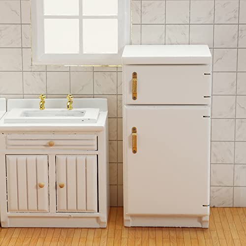 Wooden Dollhouse Furniture Refrigerator Miniature Playhouse Decoration Living Dining Room- 1/12 Scale