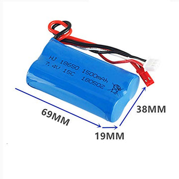 7.4V 1500mAh Li-ion Battery JST Plug for HUANQI HQ957 948 848 MJX F45 T23 RC Car Double Horse 9118 RC Helicopter 2 Pack with USB