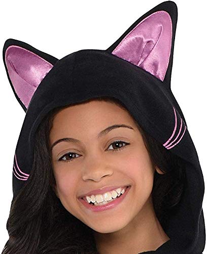 Party City Black Cat Onesie Costume For Girls - Costume Includes Black Hooded Fleece Jumpsuit With Cat Ears, Whisker Detailing & Long Tail - Costumes For Halloween, Birthday Parties & Themed Event