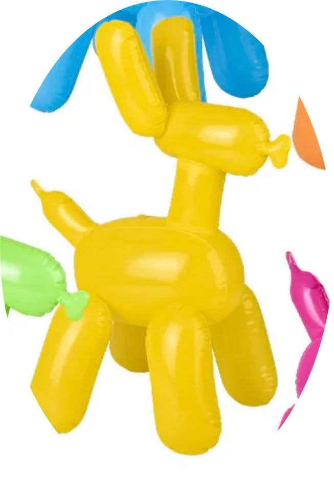 Inflatable Balloon Dog, 24 Inch Vinyl Decorations, Toys Pool Colorful Photo Prop (Yellow, Single Balloon Dog)