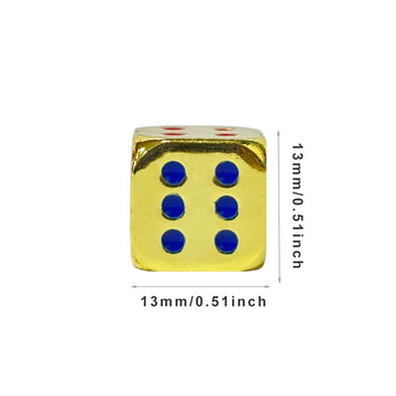 Oeaya 5 Pieces 6-Sided Dice 13Mm Solid Metal Game Dice Set Zinc Alloy Polyhedral Dice For Board Game (Gold)