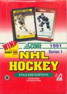 1 (One) Box - 1991 Score NHL Hockey Series 1 - English Edition - (36 Packs per Box)