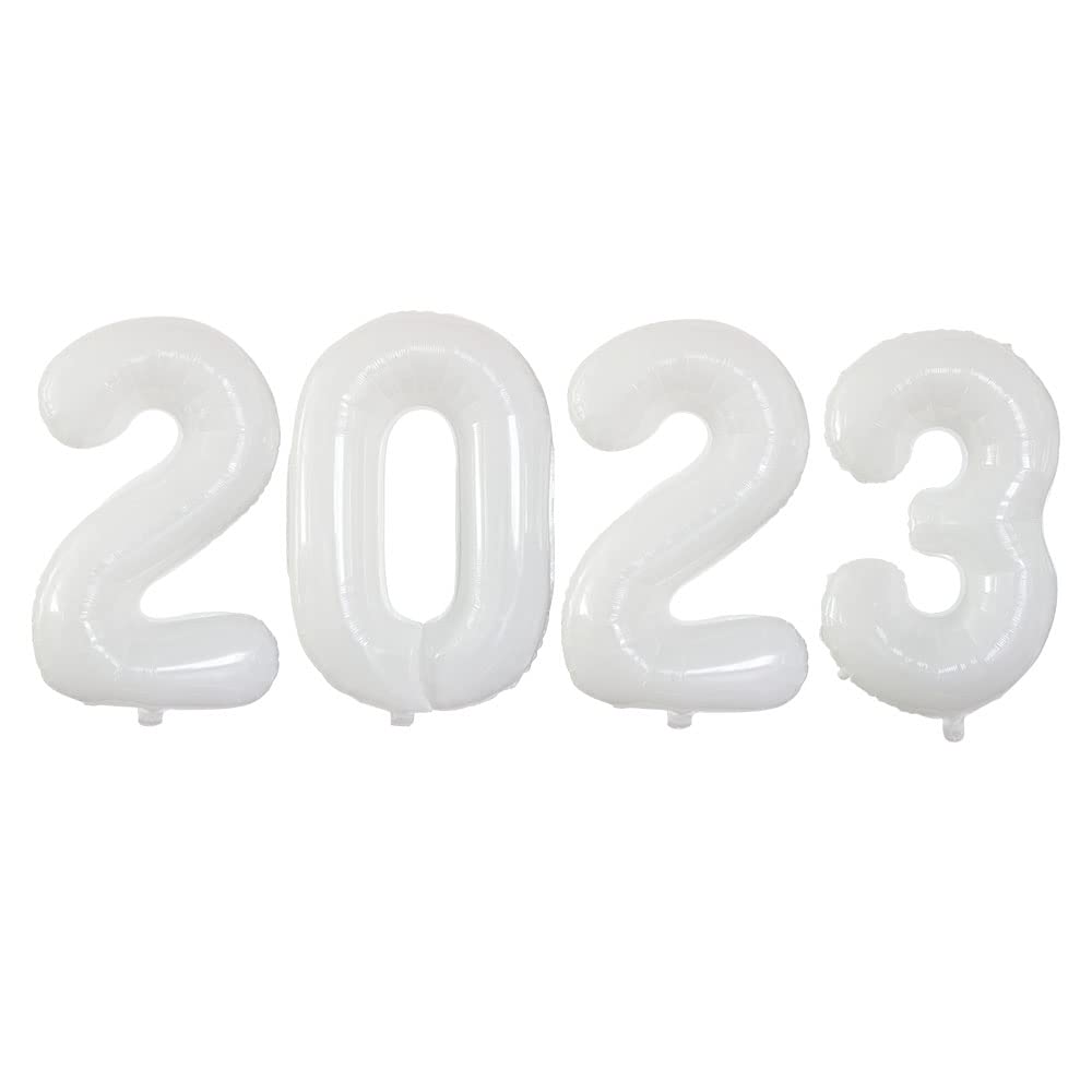 Goer 2023 Foil Number Balloons For 2023 New Year Eve Festival Party Supplies Graduation Decorations (White,32 Inch)