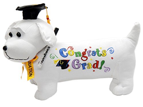 ?? Graduation Autograph Stuffed Dog W/Pen, Congrats Grad! Black 12'