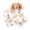 Mud Pie Doodle Dog Woobie Blanket, Tan, 1 Count, Polyester Muslin, Model 12110169