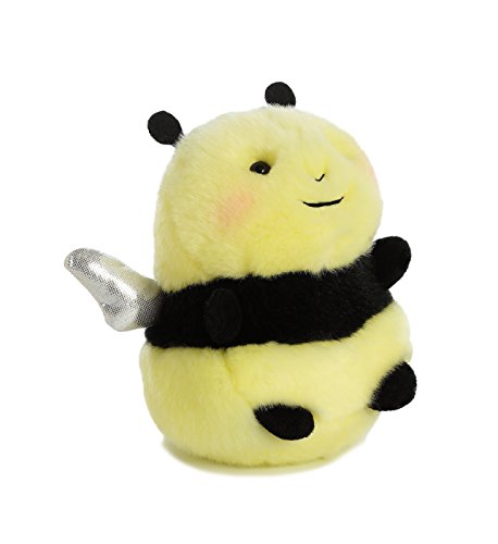 Aurora® Round Rolly Pet™ Bee Happy™ Stuffed Animal - Adorable Companions - On-The-Go Fun - Yellow 5 Inches