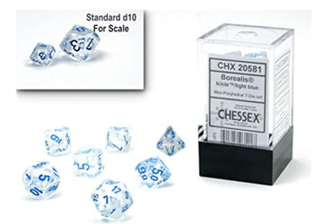 Chessex Dice Set - 10mm Borealis Light Blue Luminary Polyhedral Dice Set - Dungeons and Dragons D&D DND TTRPG Dice - Includes 7