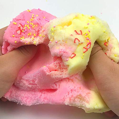 Strawberry Banana (8 Fl/Oz) - Scented Cloud Textured Slime - Handmade In Usa - Dope Slimes - Pink/Yellow