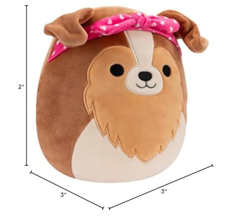 Squishmallows 3'''' Valentines Clip-On Andres The Sheltie, Small