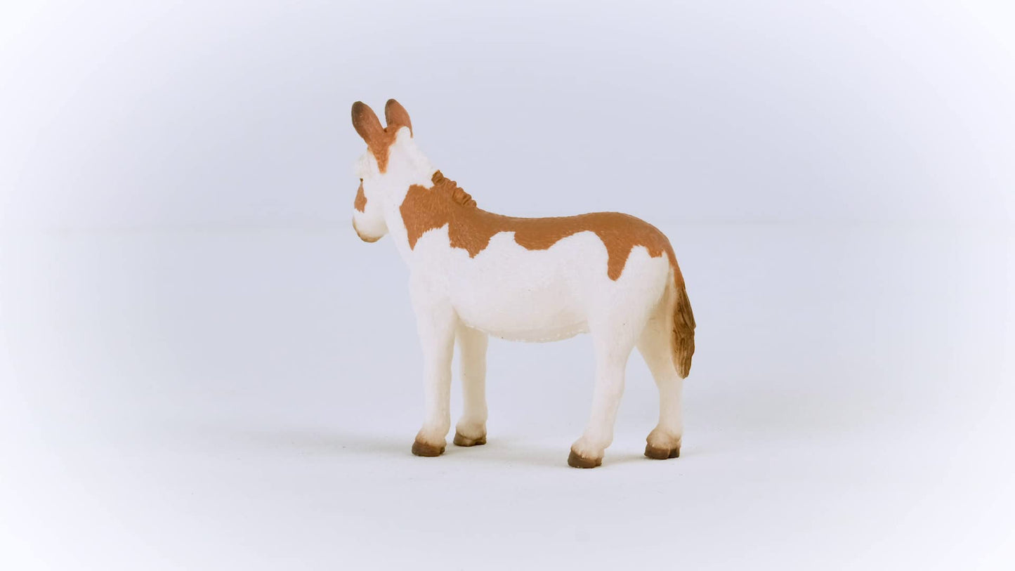 Schleich Farm World American Spotted Donkey Animal Figurine - Highly Detailed And Durable Farm Animal Toy, Fun And Educational Play For Boys And Girls, Gift For Kids Ages 3+, Multicolor, 2.5 Inch