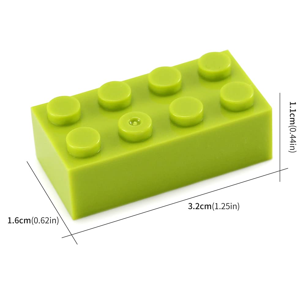 Feleph 100Pcs 2X4 Bricks Lime Pieces Parts Classic Building Kit Creative Play Set Blocks Toy Accessories Basic Compatible With 3001 Major Brands