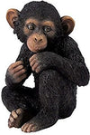 4.13 Inch Baby Chimpanzee Decorative Statue Figurine, Black And Brown