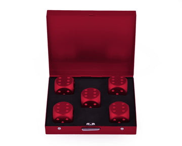 DS.DISTINCTIVE STYLE Aluminum Alloy Dice 5 Pieces 16mm Portable Metal Dices with Case 6 Sided Dice for Party Game (Red Square)