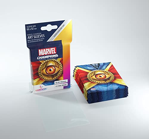 Gamegenic Marvel Champions The Card Game Official Captain America Art Sleeves - Pack Of 50 Art Sleeves And 1 Clear Sleeve, Card Game Holder, Use With Tcg And Lcg Games, Made By Fantasy Flight Games