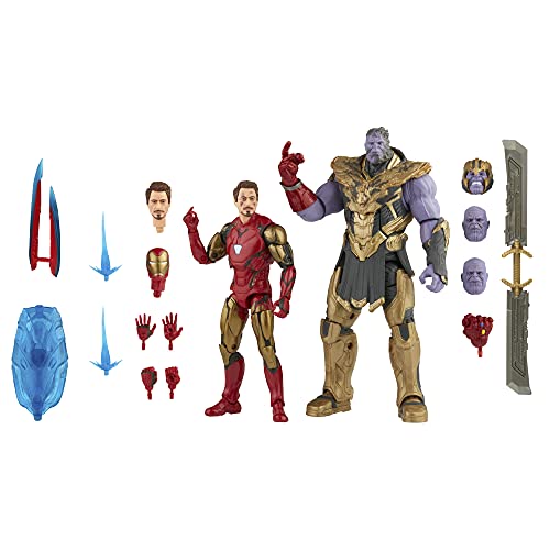 Marvel Legends Series Iron Man Mark 85 vs. Thanos 6-inch Action Figure 2-Pack, Premium Plastic, Multi-color, F0192