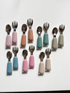 Silicone and stainless steel spoon and fork set