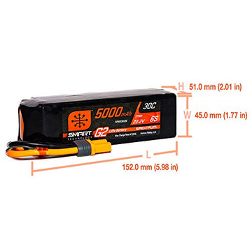 Spektrum 22.2V 5000mAh 6S 30C Smart LiPo G2: IC5, SPMX56S30