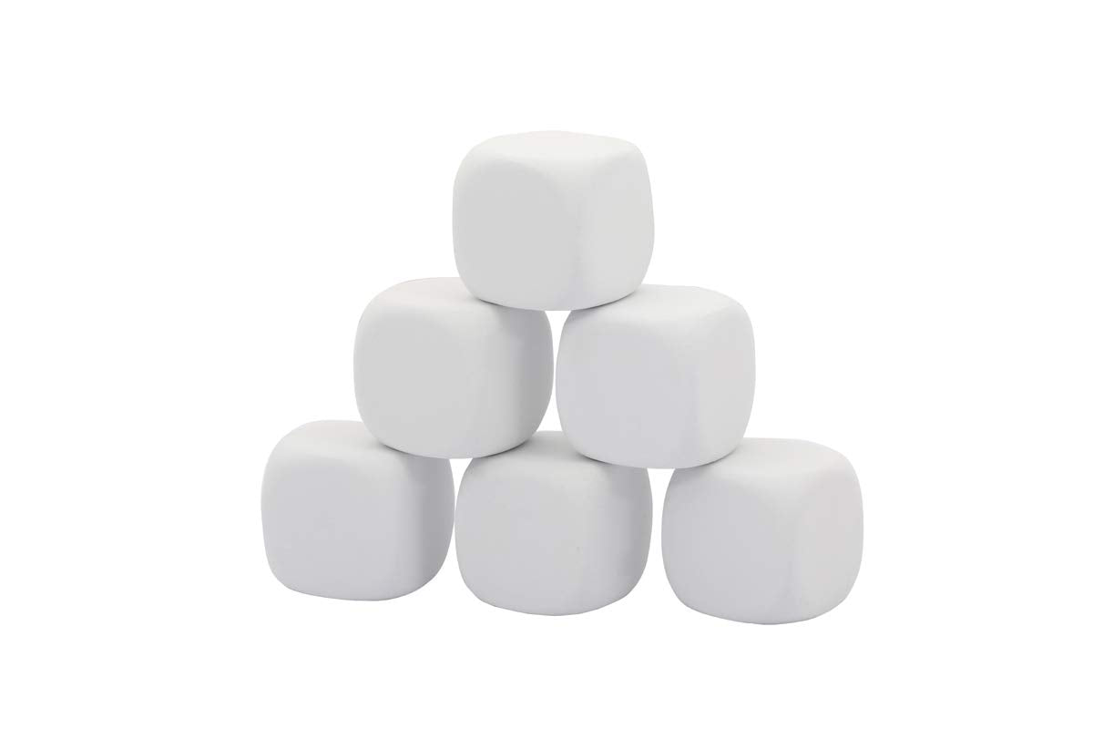 Qidiwin White Eva Foam Dices For Kids Graffiti, Building Blocks,Creative Painting, 6Pcs