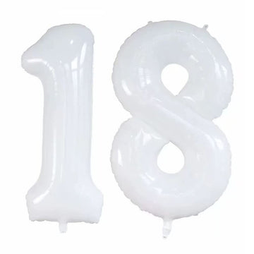Goer Number 18 Balloons For 18Th Birthday Sweet 18 Party Decorations,42 Inch Jumbo Foil Helium 81 Balloons For 81St Birthday Party Decoration (White)