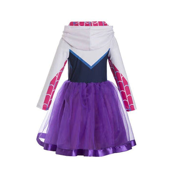 Ruikajia Tutu Costume For Girls Spider-Man Spider-Gwen Dress Girls Cosplay Dresses (White, 10 Years)
