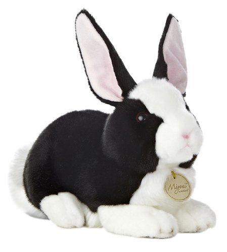 Aurora Miyoni 10 Dutch Rabbit Plush Toy - Black and White, Soft Stuffed Animal for Kids, Cuddle Buddy