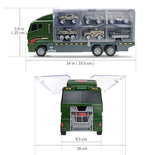 Jenilily Army Toys Cars For Boys Tank Military Truck Vehicle Mini Car Toys Carrier Truck Set For Toddlers Boys 3 4 5 6 Years Old
