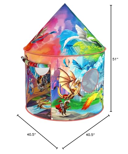 W&O Dragon Hero Play Tent with Roar Button - Epic Pop Up Tent for Boys & Girls - Perfect for Indoor & Outdoor Adventures