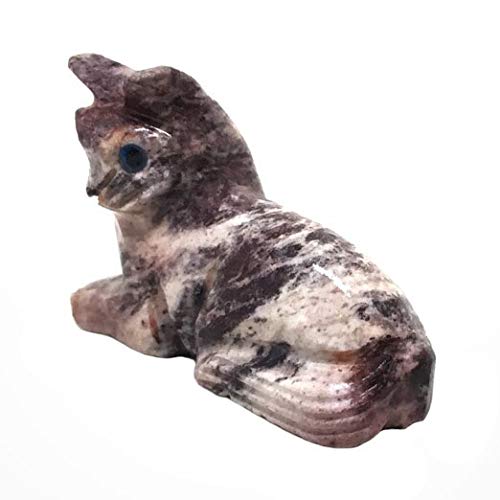 Nelson Creations, Llc 1.5 Inch Cat Laying Natural Soapstone Hand-Carved Animal Charm Totem Stone Carving Figurine