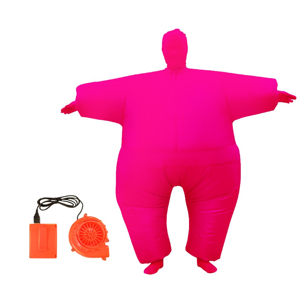 Qshine Inflatable Full Body Jumpsuit Cosplay Costume Halloween Funny Fancy Dress Blow Up Party Toy (Pink)