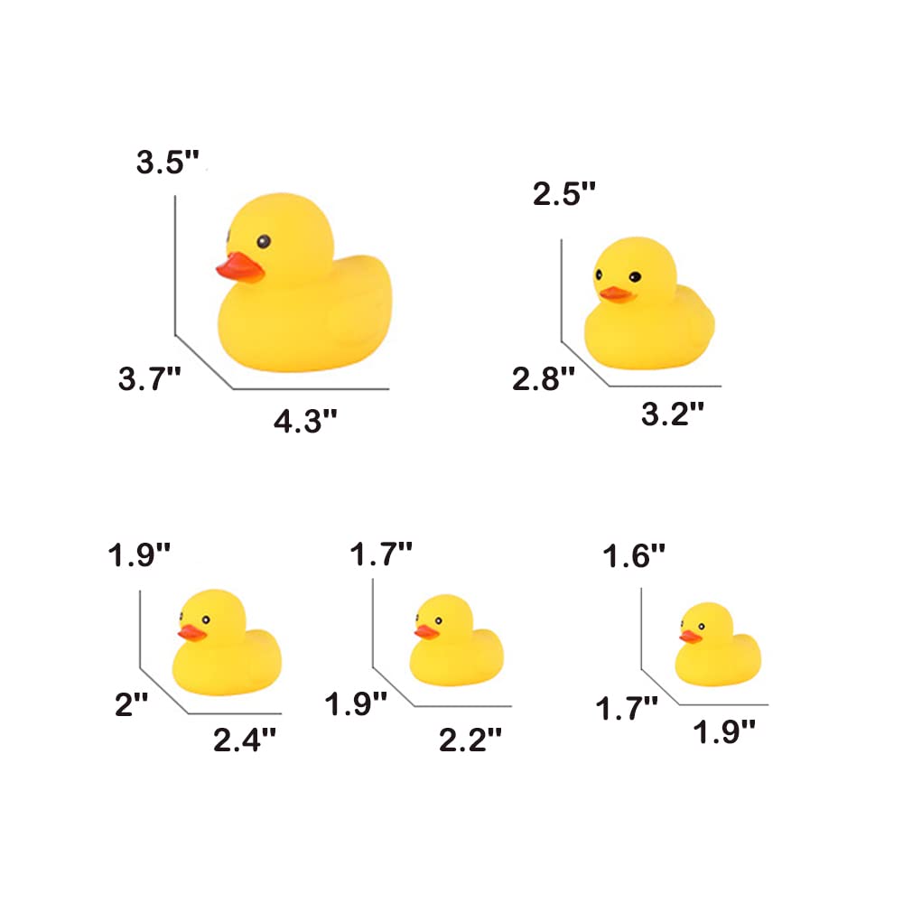 Bath Duck Toys 5 Pcs Rubber Duck Family Squeak Ducks Baby Shower Toy For Toddlers Boys Girls (Yellow Duck Family)