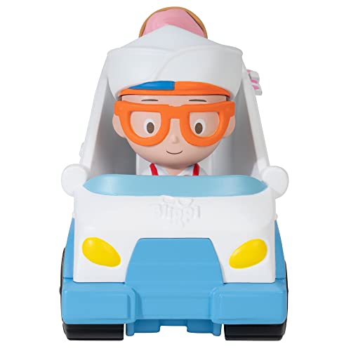 Blippi Mini Vehicle 2-Pack Bundle - Features Ice Cream Truck and Race Car, Each with a Toy Figure Seated Inside - Educational Ve