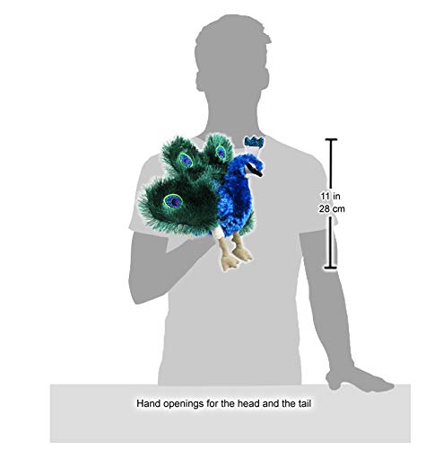Folkmanis Small Peacock Hand Puppet, Blue; Green, Gold