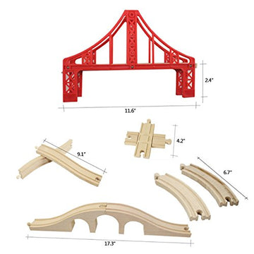 Wooden Train Bridges, Crossing Track Bridge, Wooden Train Track Accessories, Wood Train Tracks, Train Tracks Compatible with All