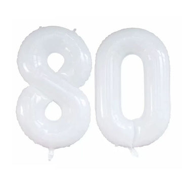 Goer Number 80 Balloons For 80Th Birthday Party Decorations,42 Inch Jumbo Foil Helium Balloons For 80Th Anniversary (White)