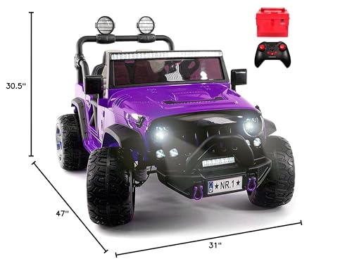 2024 Two (2) Seater Ride On Kids Car Truck w/Remote | Large 24V Power Kid Car to Drive in 3 Speeds, Battery Swap, Leather Seat,