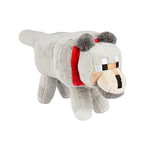 Jinx Minecraft Wolf Plush Stuffed Toy, Gray, 15' Long