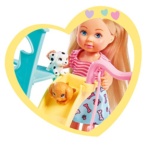Simba Evi Love Puppy Fun Doll With Three Cute Puppies And Great Dog Play/Swing, Slide And 2-In-1 Buggy / 12 Cm/Suitable For Children From 3 Years
