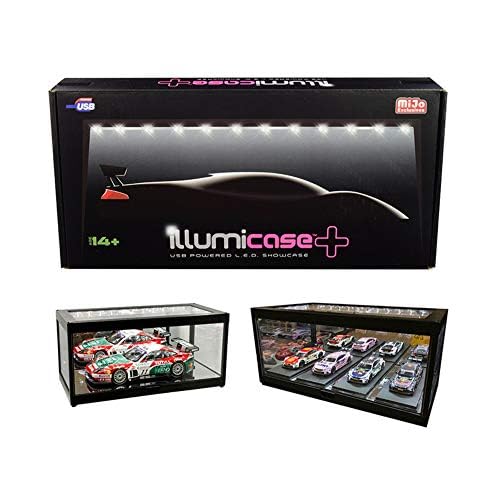 Illumibox Black LED Display Case with Mirror Base for 1:18 Scale Models - Model MJ7710, Plastic Construction